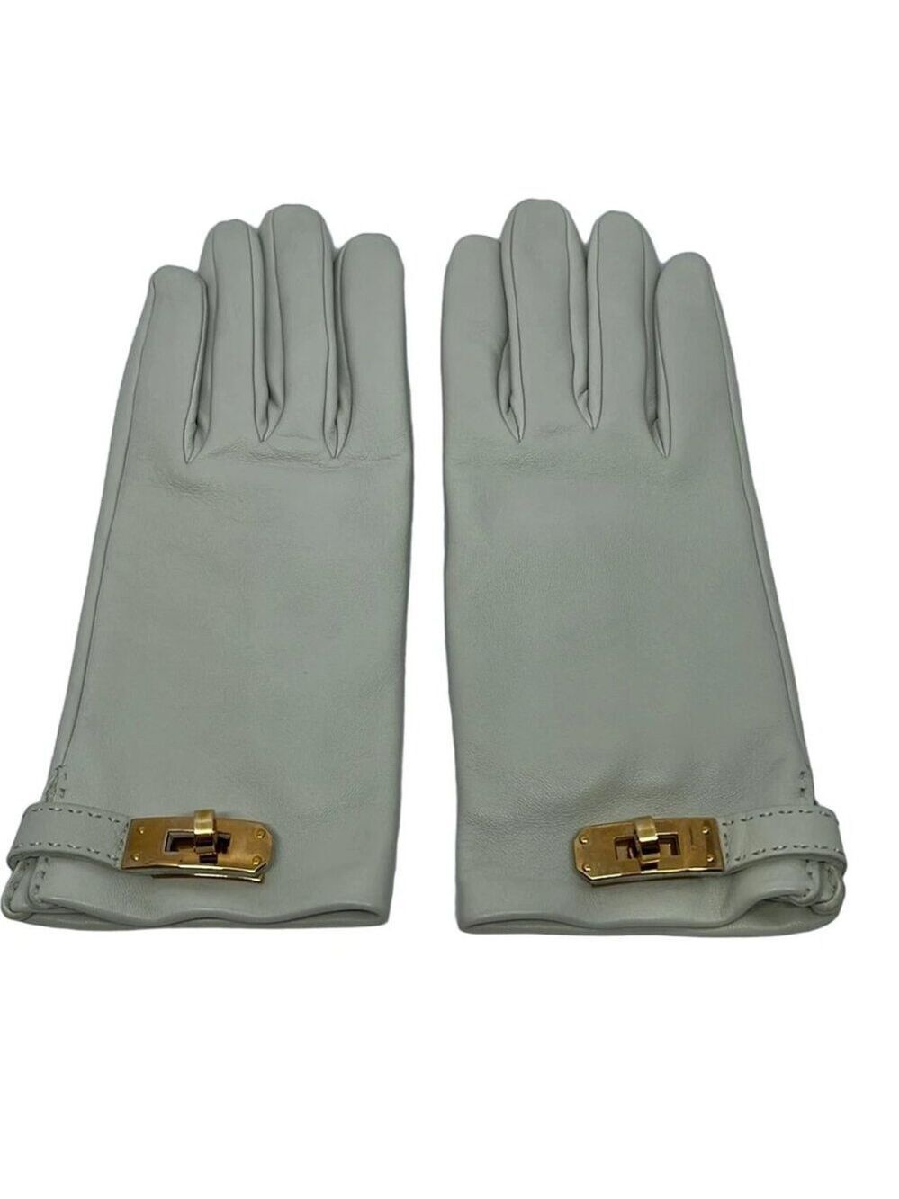 HERMES Lambskin Gloves Light Gray 459-052225 039 - Picture 3 of 4